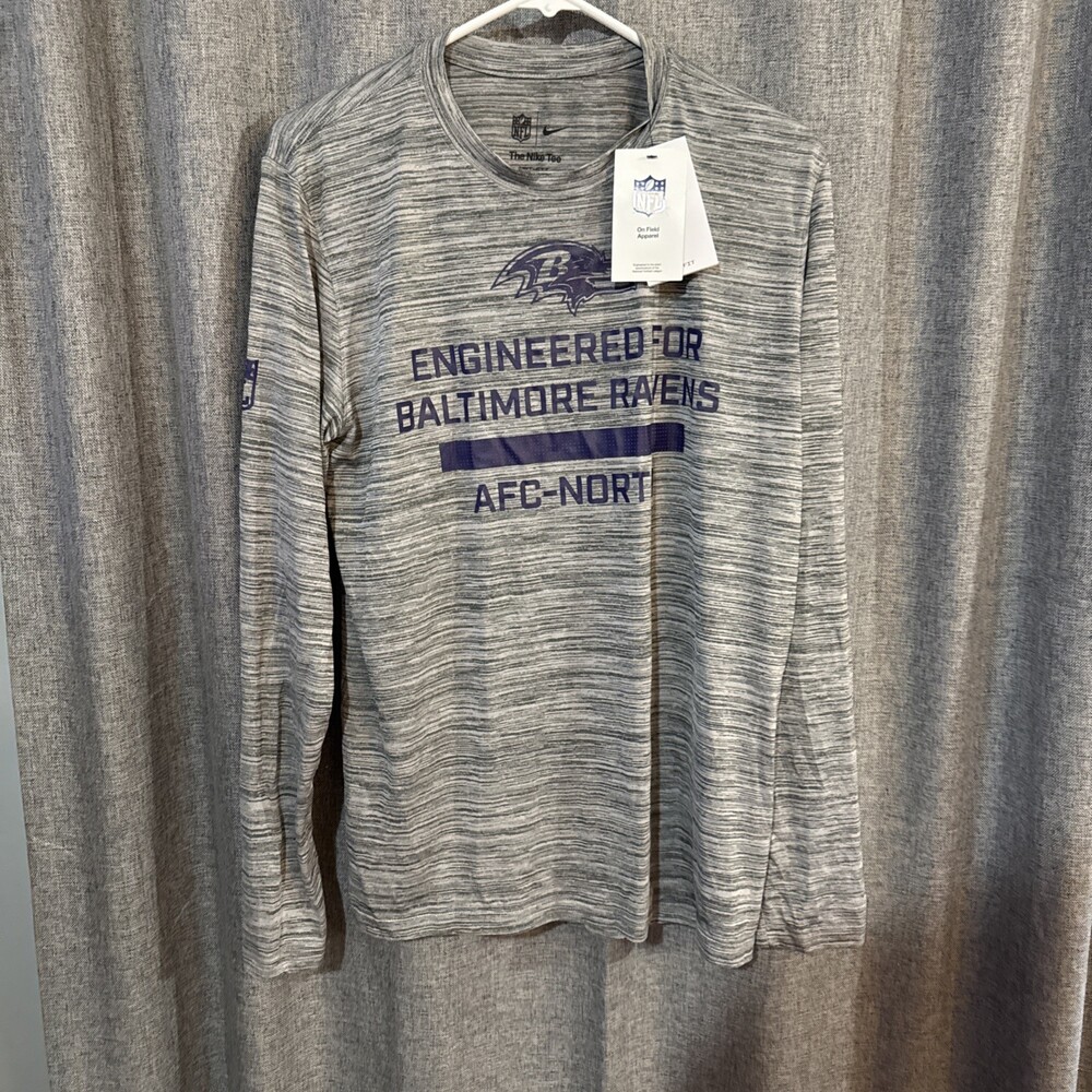 Nike Nfl Dry Fit Engineered For Baltimore Ravens Long Sleeve Shirt Size Medium